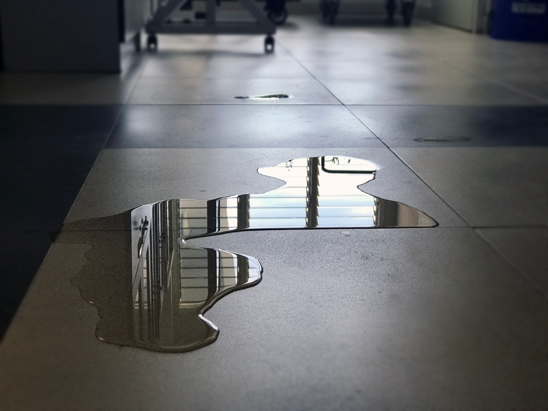 water leak on the floor of building